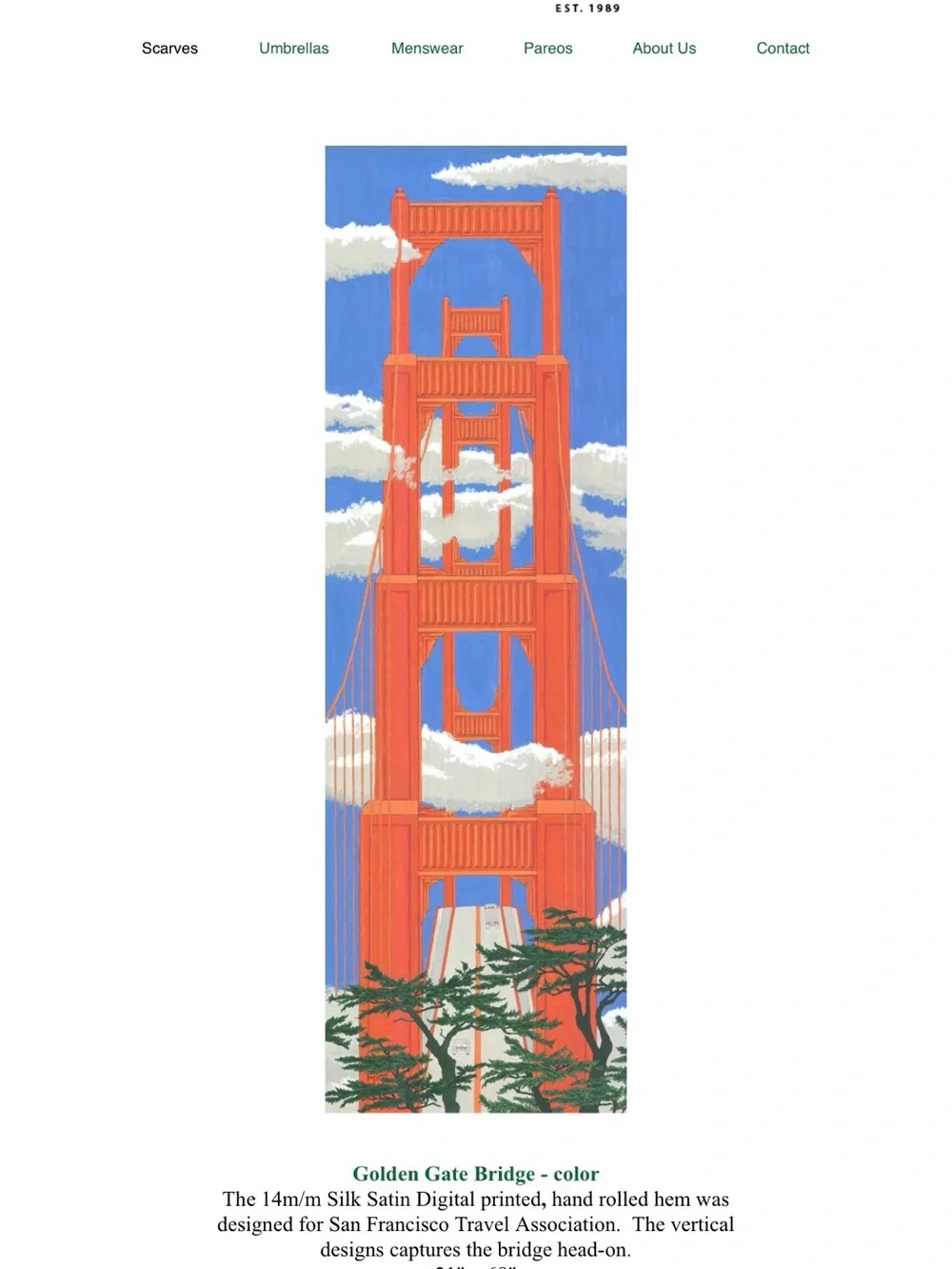 Cecy Jones golden gate bridge silk scarf